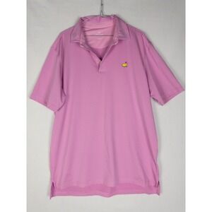 Masters Tech Polo Shirt Mens L Pink Striped Logo Performance Golf Luxury